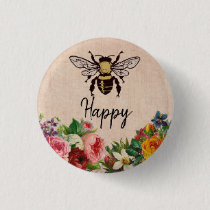 Personalisierte Bienen-glücklicher Knopf Button