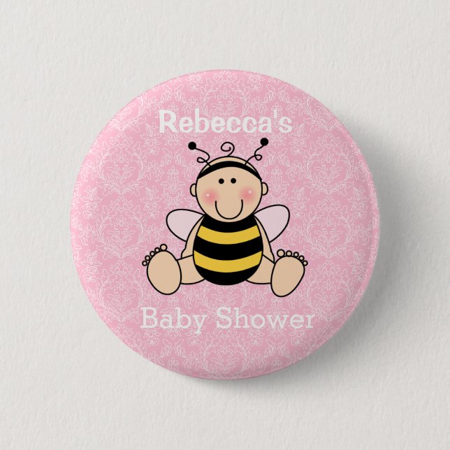 Personalisierte BienenBaby-Duschtaste Button (Vorderseite)