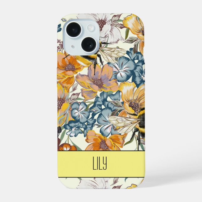 Personalisierte Bienenharmonie iPhone 15 Hülle (Rückseite)