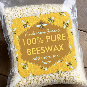 Personalisierte Bienenwachs-Aufkleber-Bienen und Quadratischer Aufkleber