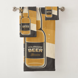 Personalisierte Bierflasche Sudsy Tasse Brauen Bar Badhandtuch Set