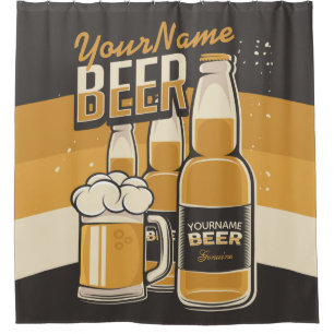 Personalisierte Bierflasche Sudsy Tasse Brauen Bar Duschvorhang