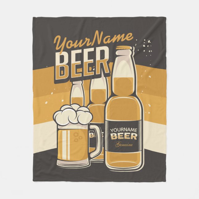 Personalisierte Bierflasche Sudsy Tasse Brauen Bar Fleecedecke (Vorderseite)