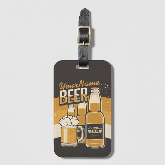Personalisierte Bierflasche Sudsy Tasse Brauen Bar Gepäckanhänger (Vorderseite Vertikal)