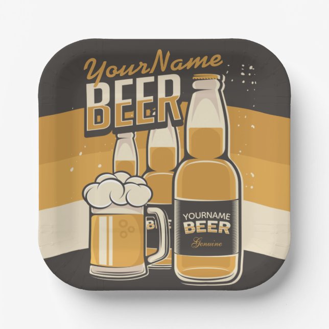 Personalisierte Bierflasche Sudsy Tasse Brauen Bar Pappteller (Vorderseite)