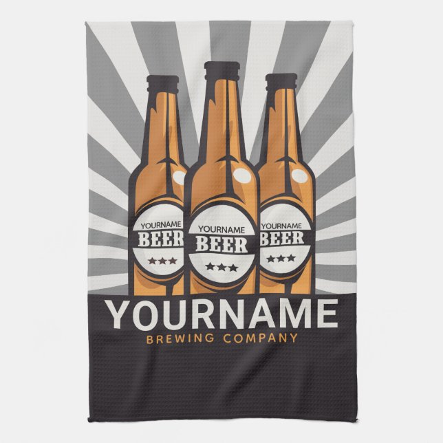 Personalisierte Bierflaschen Geschirrtuch (Vertikal)