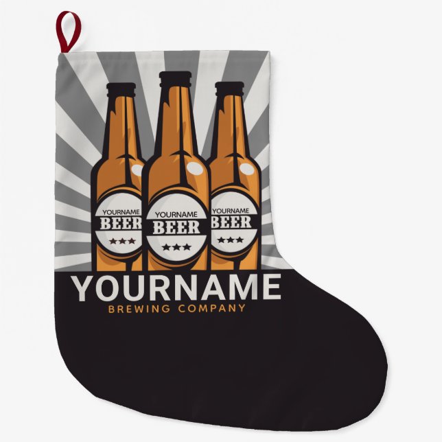 Personalisierte Bierflaschen Großer Weihnachtsstrumpf (Vorderseite)