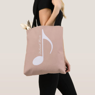Personalisierte Big Musical Note on Dusty Rose Tasche