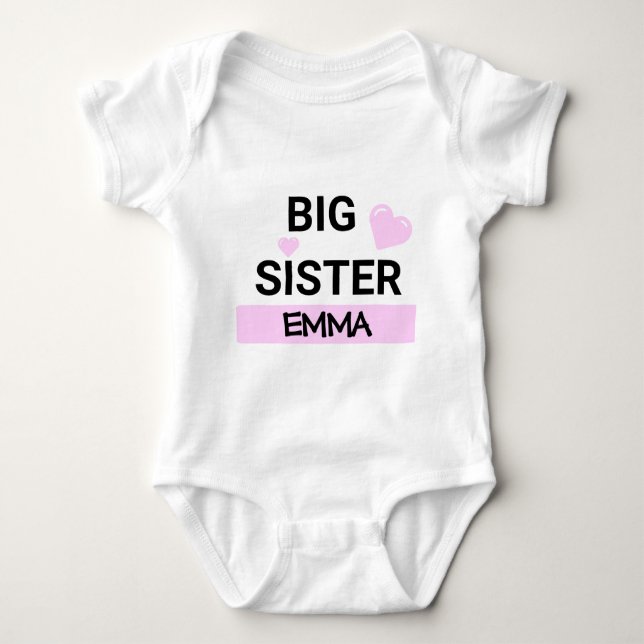 Personalisierte Big Sister-Liebe Baby Strampler (Vorderseite)