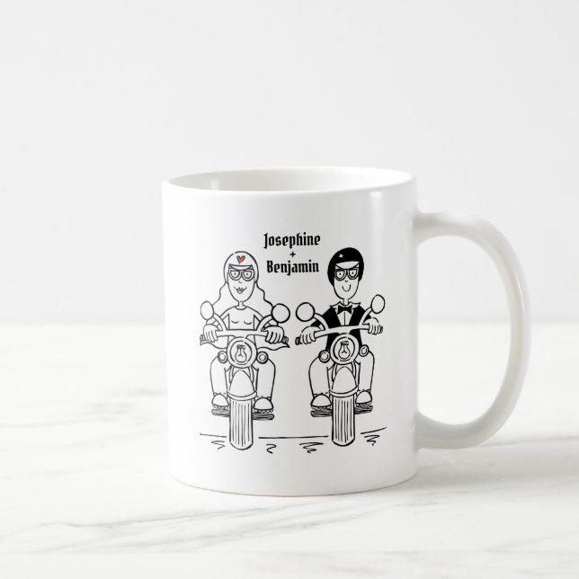 Personalisierte Biker Couple Wedding Gift Keramik  Kaffeetasse (Rechts)