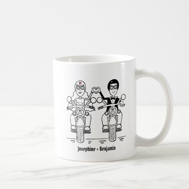 Personalisierte Biker Couple Wedding Gift Keramik  Kaffeetasse (Rechts)