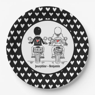 Personalisierte Biker-Hochzeitsfeier Pappteller