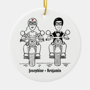 Personalisierte Biker Hochzeitsgeschenk Keramik De Ornament