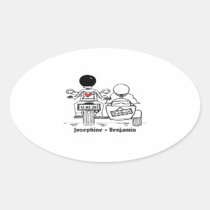 Personalisierte Biker-Motorrad-Hochzeitskleber Ovaler Aufkleber