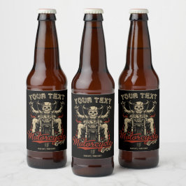 Personalisierte Biker Skeleton Motorrad Shop Garag Bierflaschenetikett