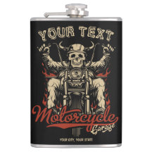 Personalisierte Biker Skeleton Motorrad Shop Garag
