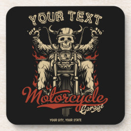 Personalisierte Biker Skeleton Motorrad Shop Garag Getränkeuntersetzer
