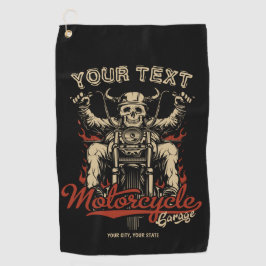 Personalisierte Biker Skeleton Motorrad Shop Garag Golfhandtuch