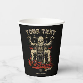 Personalisierte Biker Skeleton Motorrad Shop Garag Pappbecher
