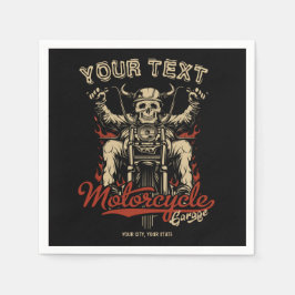 Personalisierte Biker Skeleton Motorrad Shop Garag Serviette