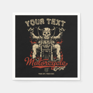 Personalisierte Biker Skeleton Motorrad Shop Garag Serviette
