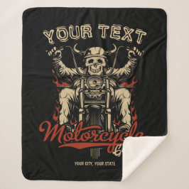 Personalisierte Biker Skeleton Motorrad Shop Garag Sherpadecke