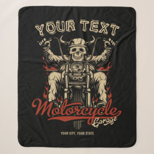 Personalisierte Biker Skeleton Motorrad Shop Garag Sherpadecke