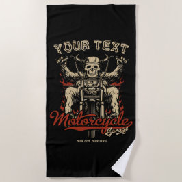 Personalisierte Biker Skeleton Motorrad Shop Garag Strandtuch