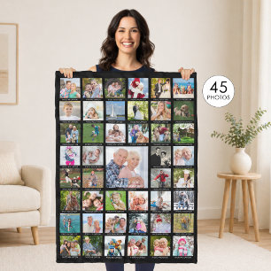 Personalisierte Bildcollage mit 45 Fotos in Ihrer Fleecedecke