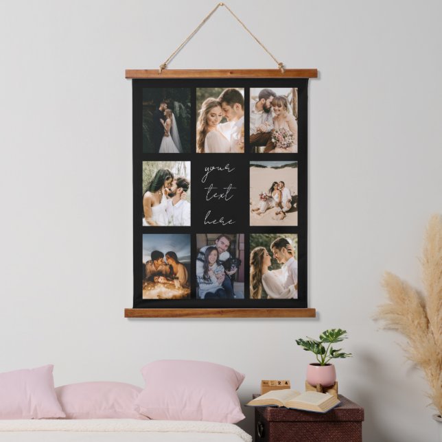 Personalisierte Bilderfamilie für benutzerdefinier Wandteppich Mit Holzrahmen (Schlafzimmer)