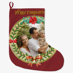 Personalisierte Bilderrahmen und Weihnachtskranz L Großer Weihnachtsstrumpf