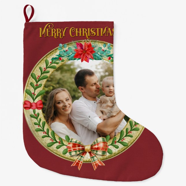 Personalisierte Bilderrahmen und Weihnachtskranz L Großer Weihnachtsstrumpf (Vorderseite)