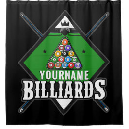 Personalisierte Billard NAME Cue Rack Pool Room Duschvorhang