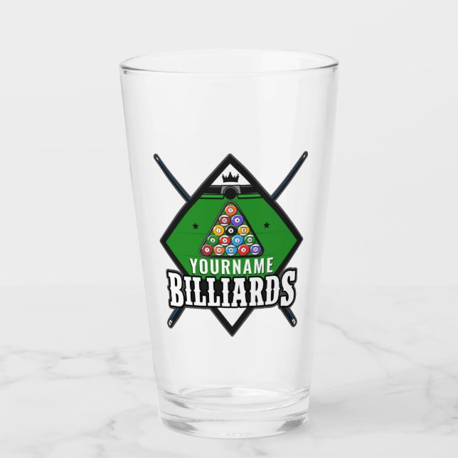 Personalisierte Billard NAME Cue Rack Pool Room Glas (Vorderseite)