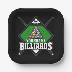 Personalisierte Billard NAME Cue Rack Pool Room Pappteller