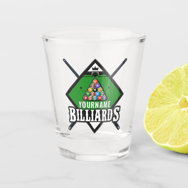 Personalisierte Billard NAME Cue Rack Pool Room Schnapsglas (Vorderseite)