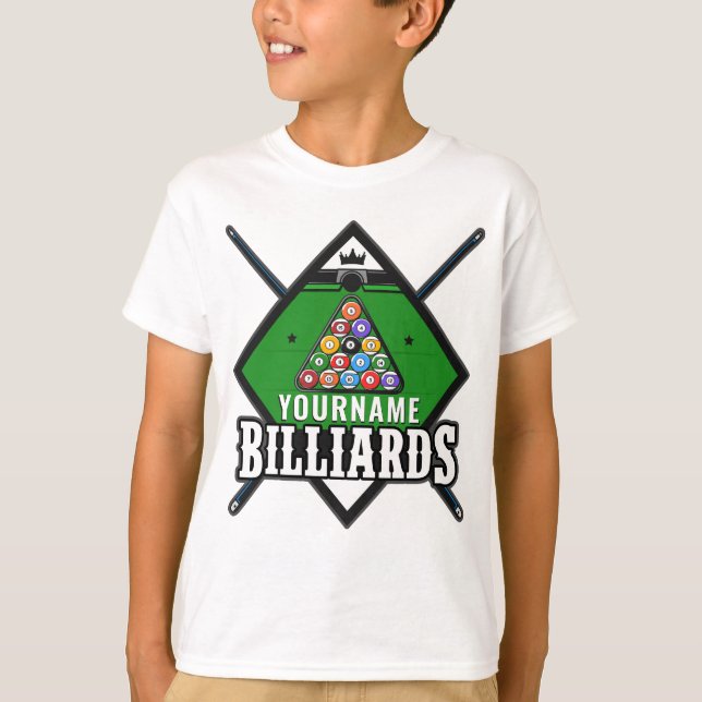 Personalisierte Billard NAME Cue Rack Pool Room T-Shirt (Vorderseite)