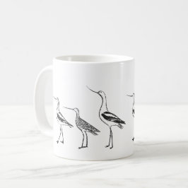 Personalisierte Bird Art Zeichnend in Schwarz und Kaffeetasse