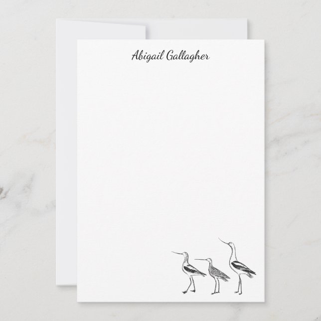 Personalisierte Bird Art Zeichnend in Schwarz und  Mitteilungskarte (Vorderseite)
