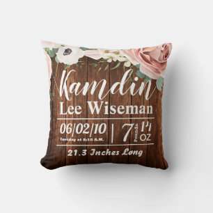 Personalisierte Birth Pillow Geometric Garden Rose Kissen