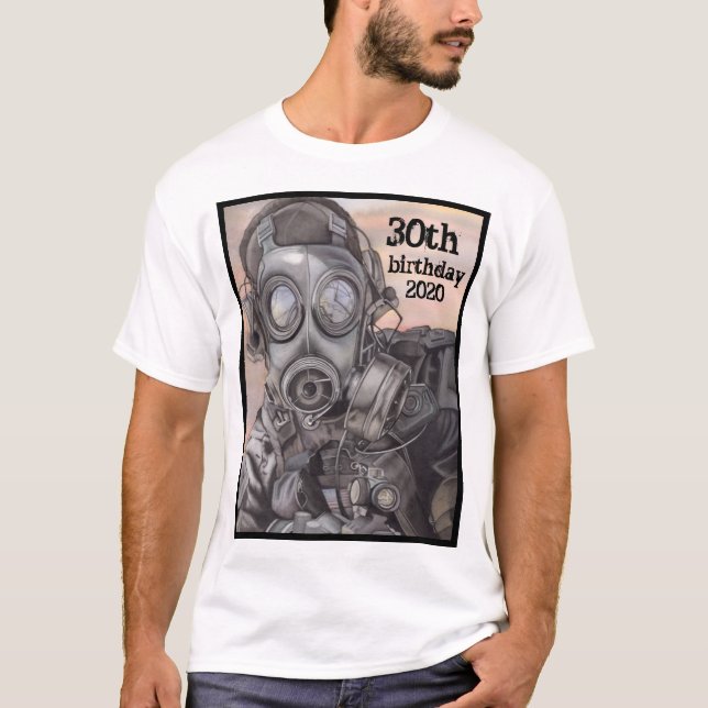 Personalisierte Birthday-Gasmaske T-Shirt (Vorderseite)