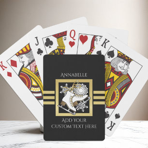 Personalisierte Black and Gold Glitzer Ice Skaten Spielkarten