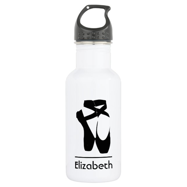 Personalisierte Black Ballet Shoes En Point Edelstahlflasche (Vorderseite)