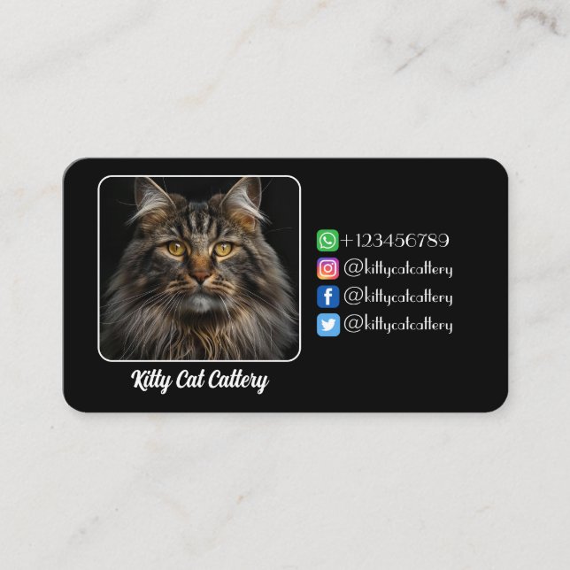 Personalisierte Black Calling Card für Catteries Telefonnummerkarte (Vorderseite)