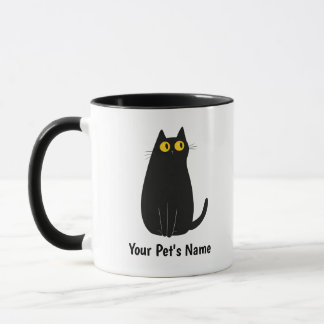 Personalisierte Black Cat Tasse - Name hinzufügen,