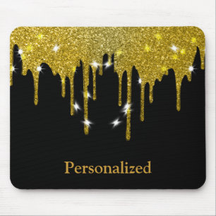 Personalisierte Black Gold Glitzer Imitate Fossil Mousepad