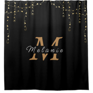 Personalisierte Black & Gold-Initial Duschvorhang