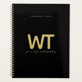 Personalisierte Black Gold Initials Logo Planner Planer