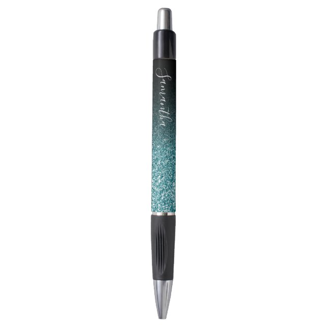 Personalisierte Black Ombre Imitate Aquamariner Gl Kugelschreiber (Vorderseite Vertikal)