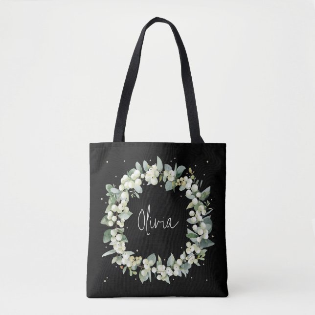 Personalisierte Black Snowberry+Eucalyptus Wedding Tasche (Vorderseite)